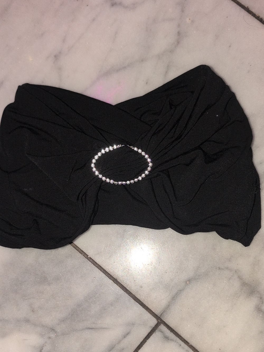 Fashion Nova Black Diamond Bandeau Crop Top